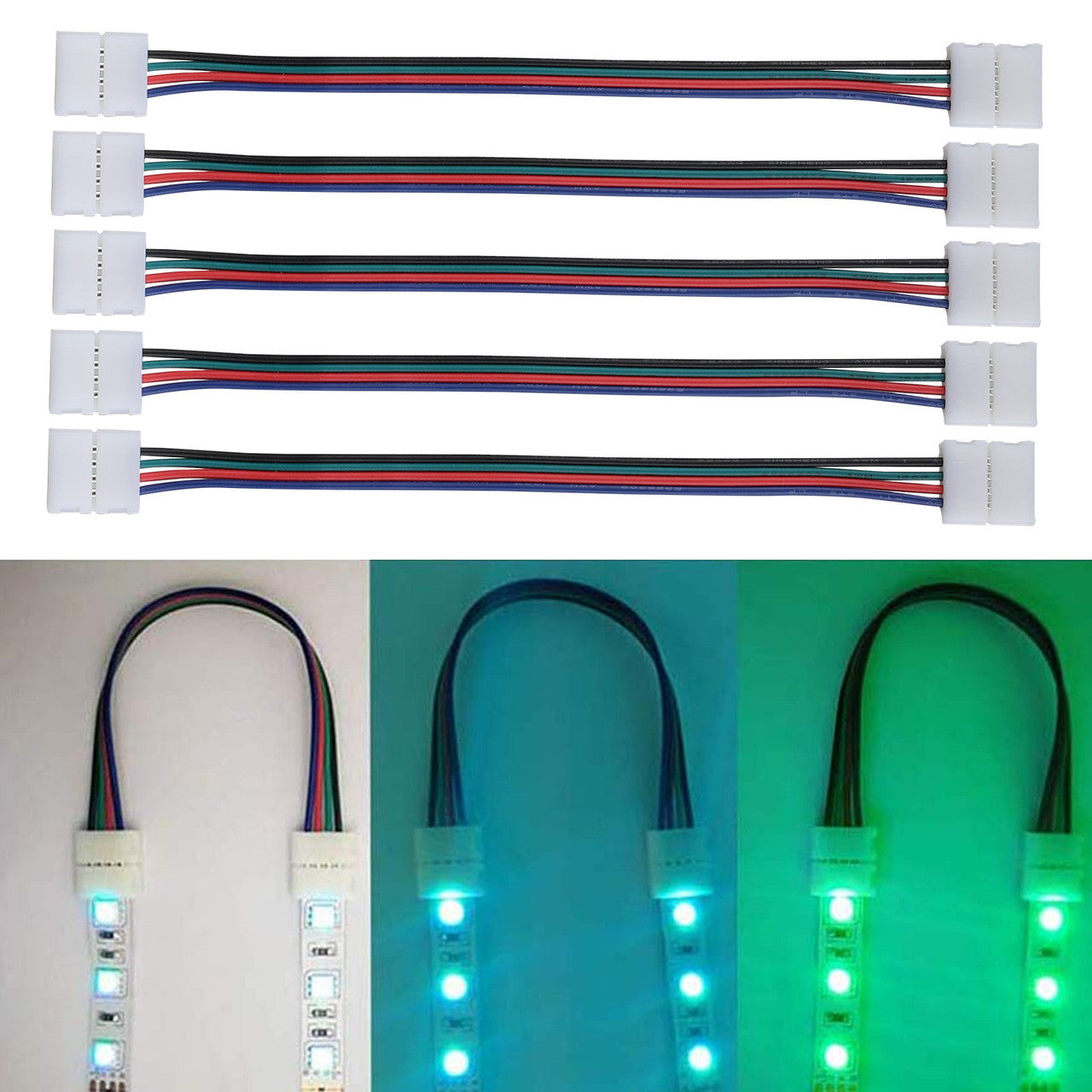 5050 4 Pin LED Strip Connector Kit - 8 Types of Solderless LED Strip Accessories Include LED Strip Light Connector Pigtails, Jumper Connectors, L Shape Connectors, Gapless Connectors, LED Strip Clips