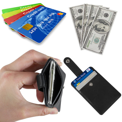 Vertical PU Leather ID Badge Holder with 1 Clear ID Window & 2 Credit Card Slot and One 20inch Detachable Neck Lanyard (Black)