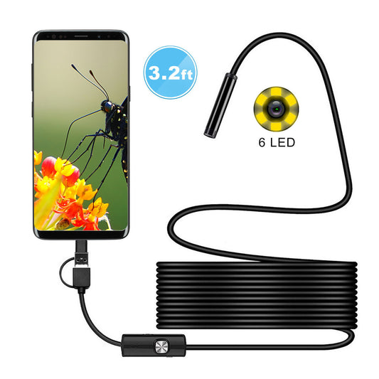 USB Snake Inspection Camera 2M 6 Adjustable LEDs Borescope Endoscope for Android