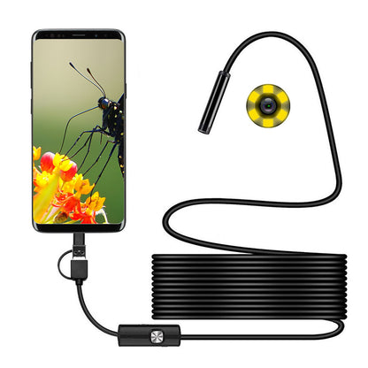 HD Inspection Camera 0.3 MP, Waterproof 6 LED with 7.0mm Lens, w/ Micro USB Type C USB Adpater fits for Android Phone, PC