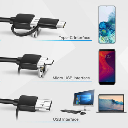 HD Inspection Camera 0.3 MP, Waterproof 6 LED with 7.0mm Lens, w/ Micro USB Type C USB Adpater fits for Android Phone, PC