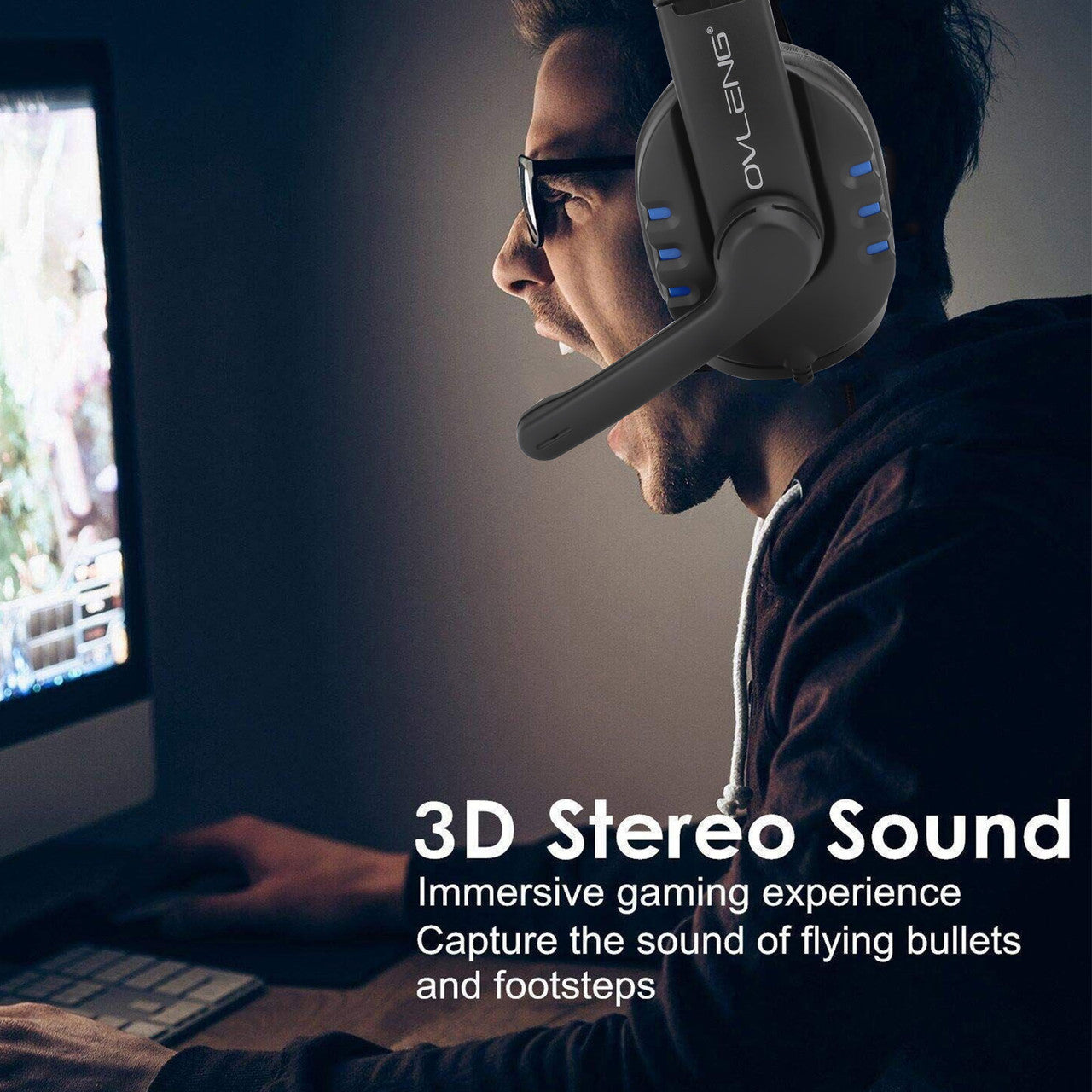 Stereo Gaming Headset with Noise-Canceling, Over Ear, Bass Sound, Soft Memory Earmuffs, amd Mic Volume Control for PS4, Xbox One, PC, Nintendo and Ipad