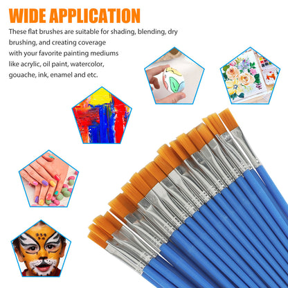 Paint Brushes Set, Flat Paintbrushes Nylon Hair Artist Acrylic Professional Paint Brushes for Acrylic Oil Watercolor, Face Nail Art, Miniature Detailing & Rock Painting, 32Pcs