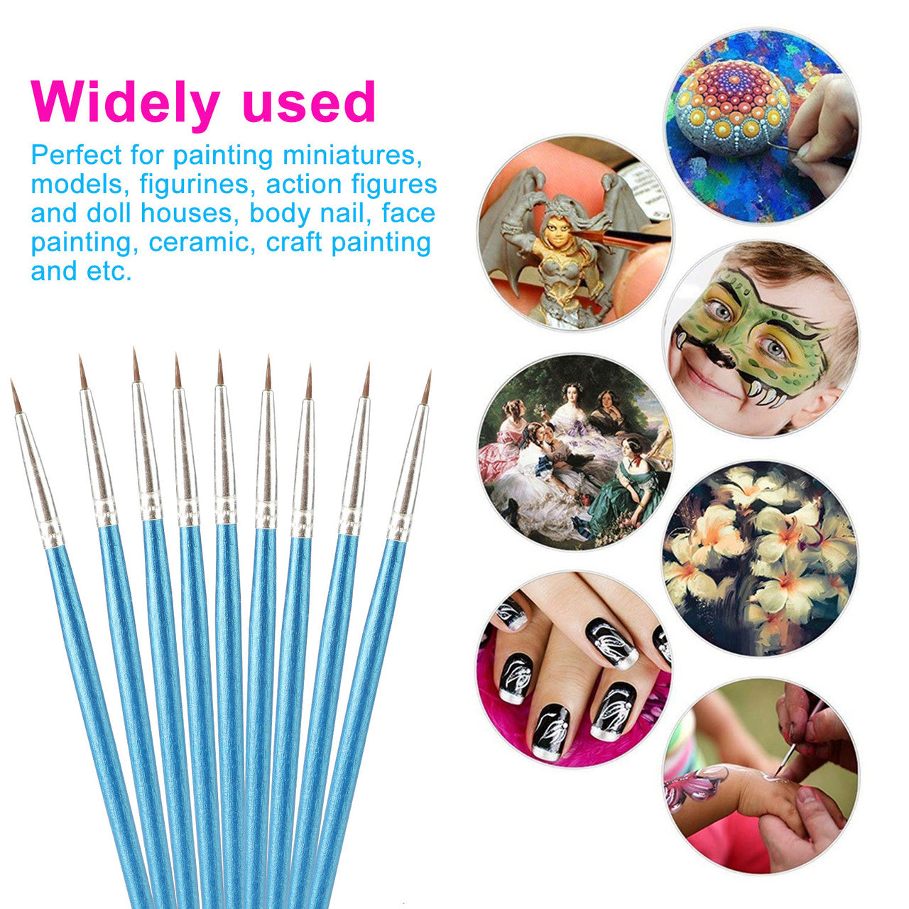 Detail Paint Brushes, Miniature Art Brush Fine Detail Brushes Tiny Fine Painting Brush Nylon Hair for Oil, Watercolor, Face, Nail, Acrylic, Line Drawing, Scale Model Painting Tools, 100Pcs