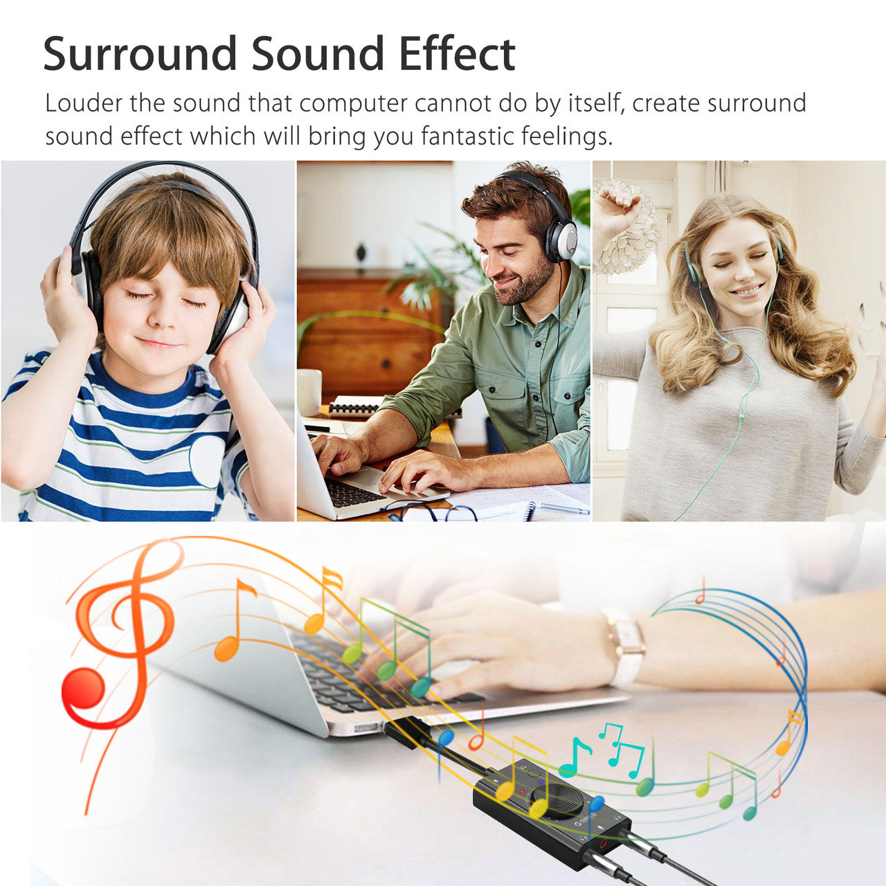 7.1 USB Sound Card Adapter, External Audio Adapter Stereo Sound Card Converter 3.5mm AUX Microphone Jack Fits for Gaming Headset Earphone PS4 Laptop Desktop Windows Mac OS Linux, Plug and Play