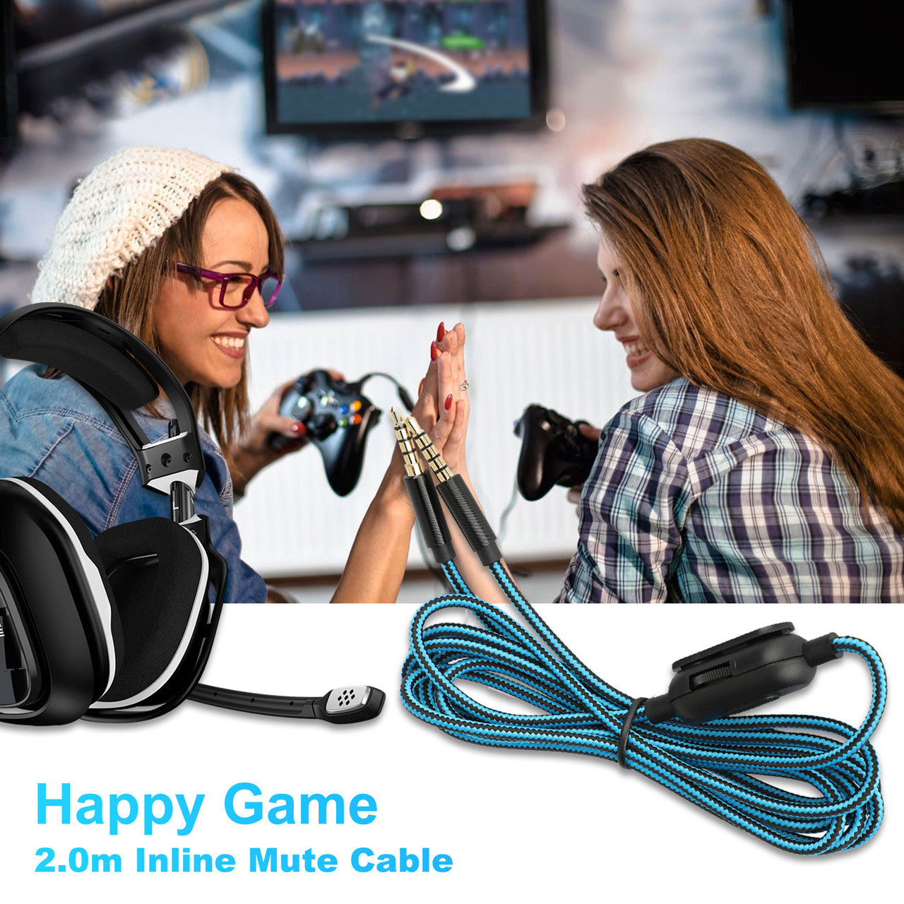 6.6ft Gaming Headset Replacement Audio Cable Cord 3.5mm For Astro A10 A30 A40