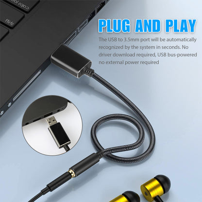 USB to 3.5mm Aux Headphone Jack Cable Audio Adapter For PC PS4 Laptop MacBook