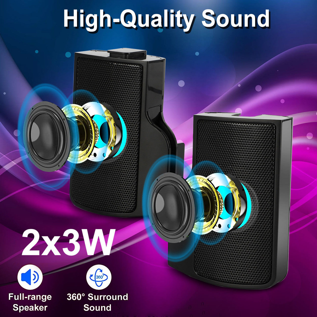 Detachable 2-in-1 PC Gaming Speaker with Stereo Sound, USB Powered 3.5mm Audio Input for Tablets Desktop Laptop Cellphone