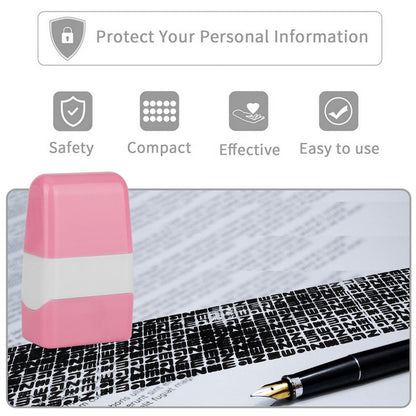 Security Stamp Identity Protection Roller for ID Privacy, for Secure Confidential ID Blackout, Pink