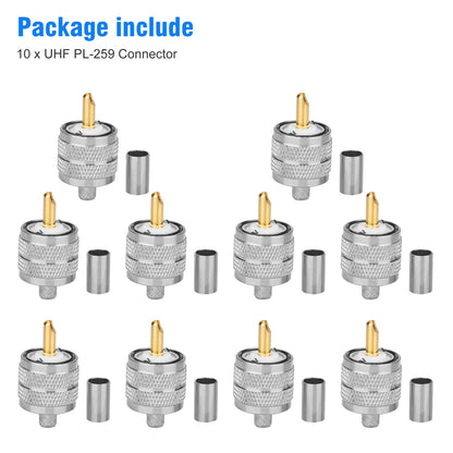 RG8X Male Wire Connectors for Electronic Equipment, Radios, 10 Pack