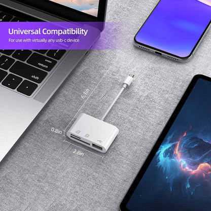 3 IN 1 Portable Space Aluminum Dongle Compatible with MacBook Pro/Air, Dell XPS, More Type C Devices