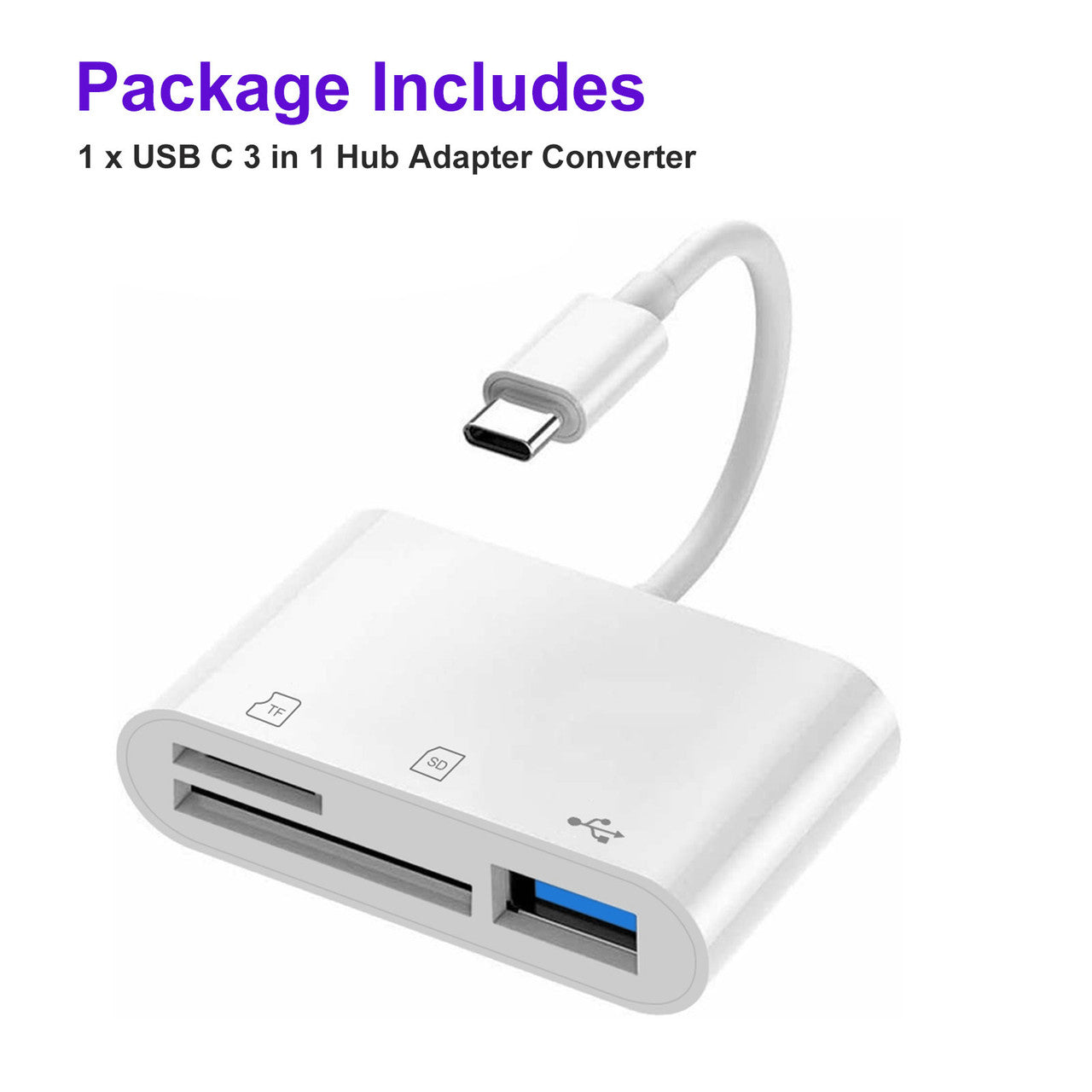 3 IN 1 Portable Space Aluminum Dongle Compatible with MacBook Pro/Air, Dell XPS, More Type C Devices