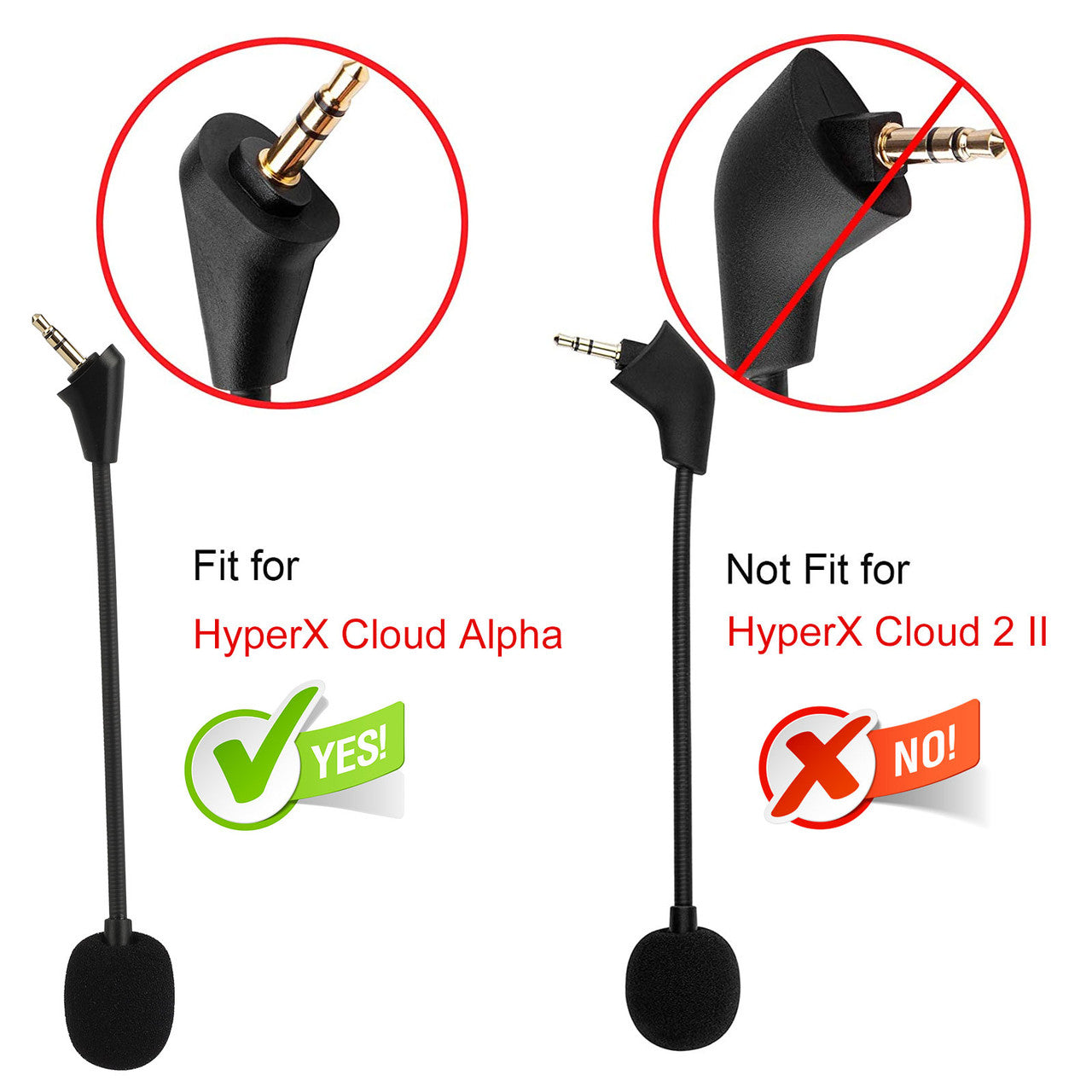 3.5mm Detachable Computer Noise Cancelling Microphone Boom for HyperX Cloud Alpha PC Headset, Black