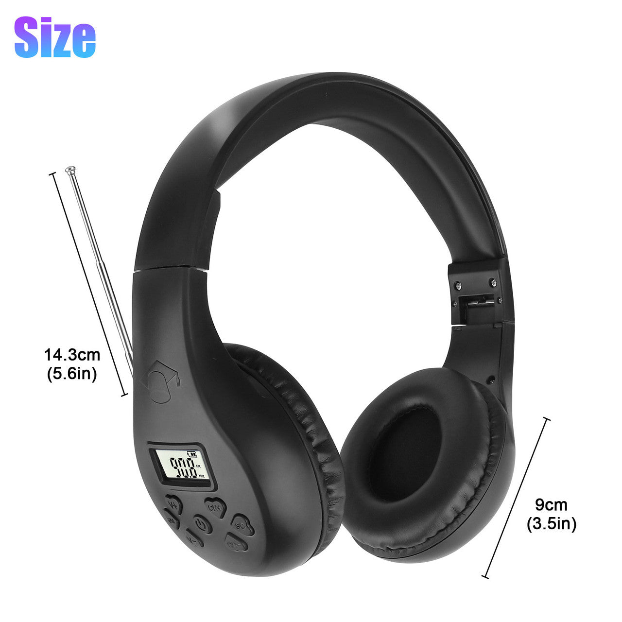 Portable FM Radio Headphones Ear Muffs with AUX, Wireless Headset with Build-In Radio