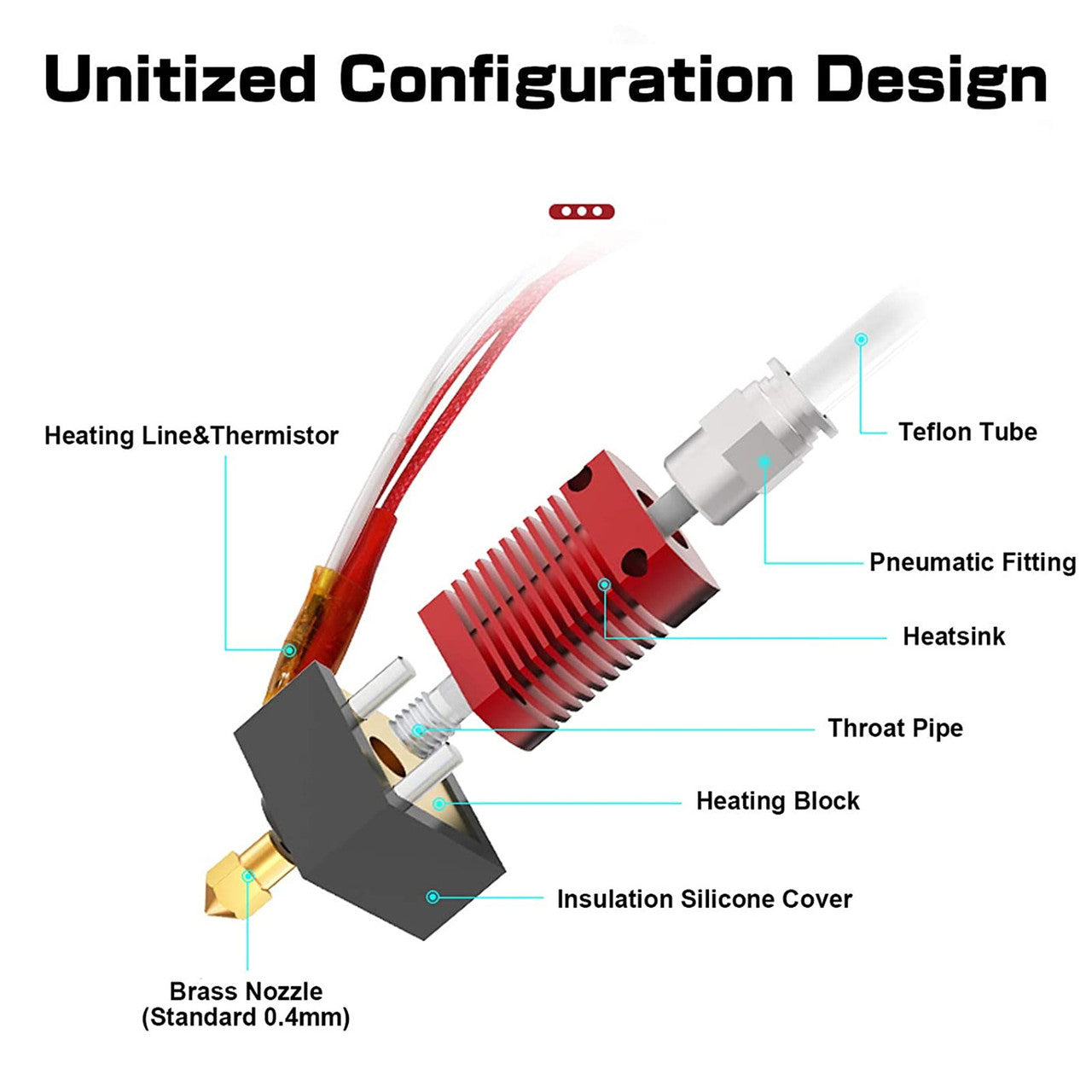 Extruder Heater Hot End Nozzle Kit for 3D Printers