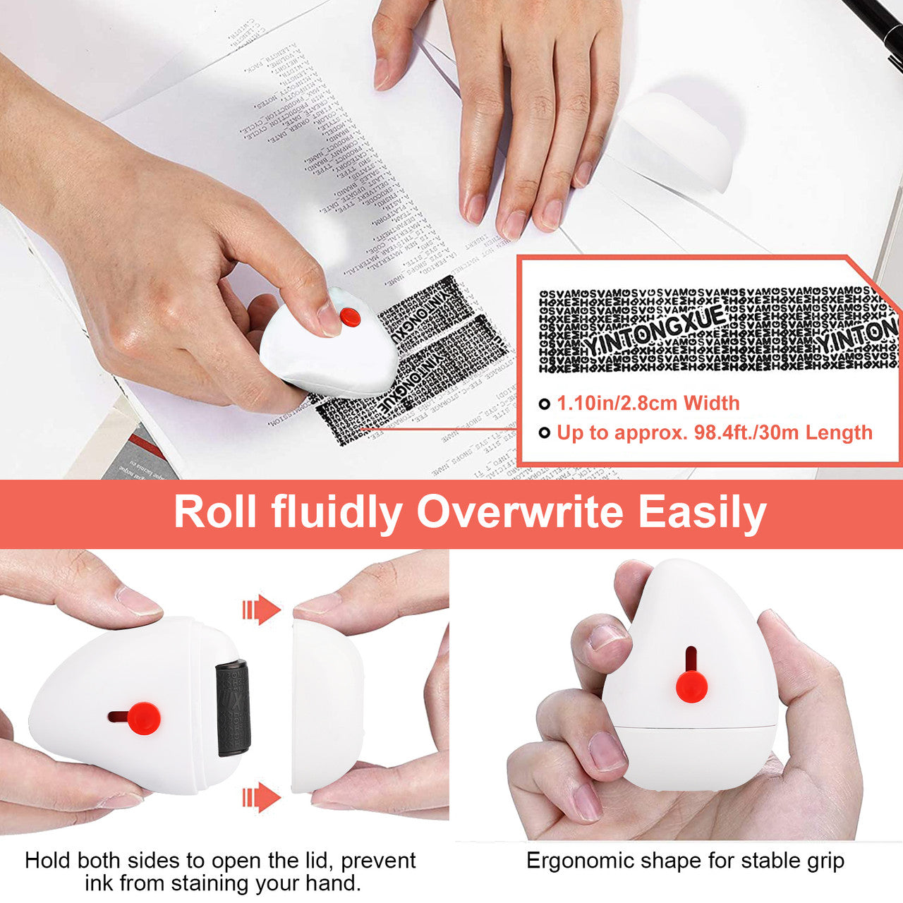 2-in-1 Identity Theft Protection Roller Stamp - with Box & Envelope Opener,Security Confidential Roller Stamps (White)