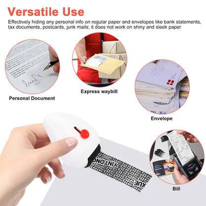 2-in-1 Identity Theft Protection Roller Stamp - with Box & Envelope Opener,Security Confidential Roller Stamps (White)