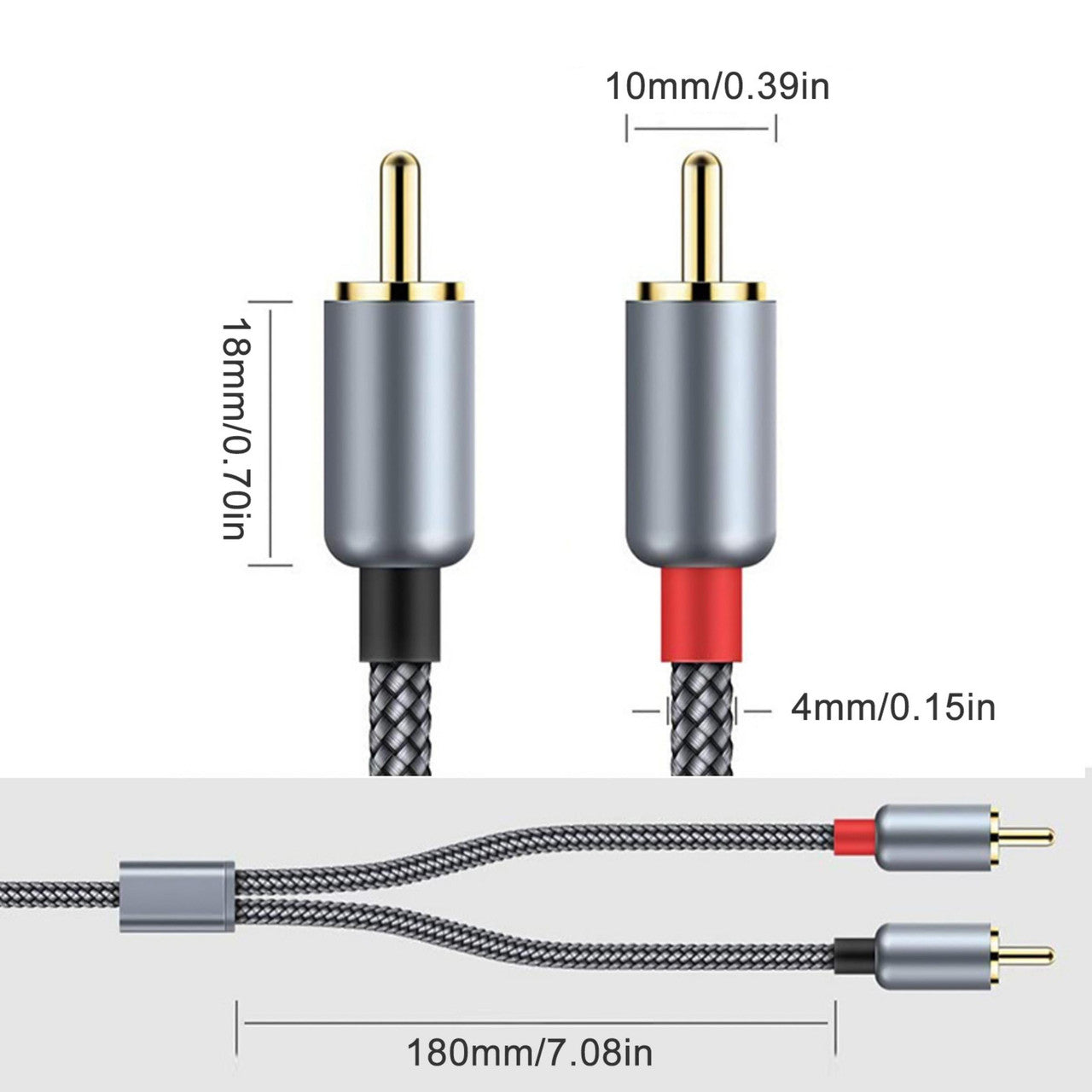 2 Packs Rca M/M Stereo Audio Cable - 6FT Rca Male Audio Stereo Subwoofer Cable, 6 Foot Nylon-Braided Auxiliary Audio Cord for Home Theater, Hdtv, Amplifiers, Hi-Fi Systems, Speakers, Left/Right
