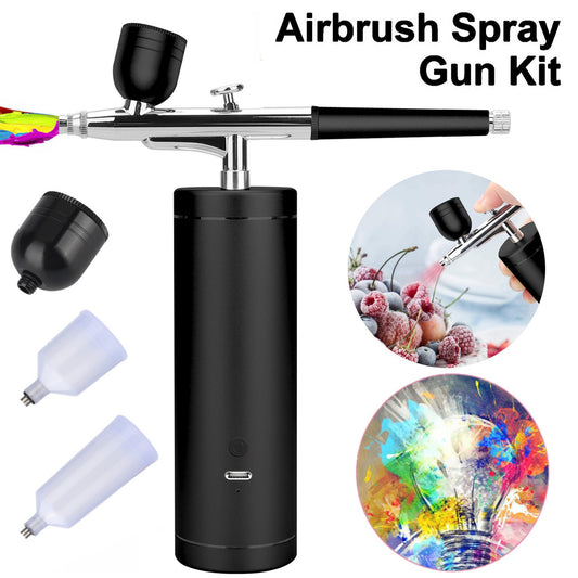 Portable Air-Brush Paint Spray Gun with a Longer Work Time and 3 Air Pressure Options, Black