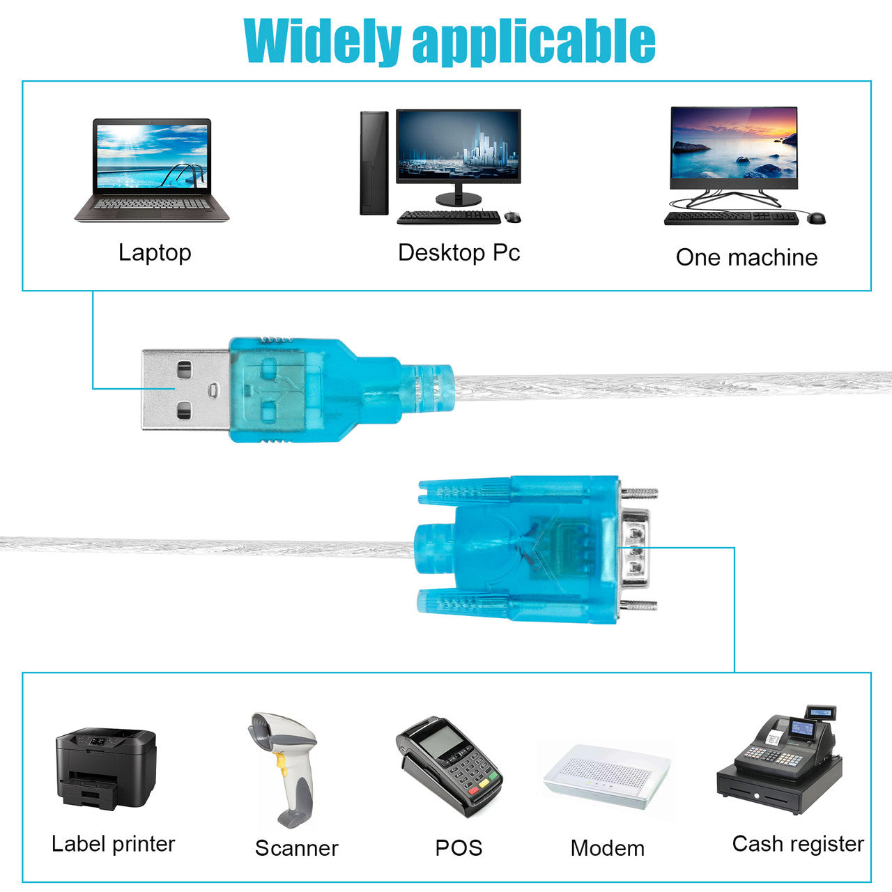 USB 2.0 To RS232 COM Port 9 Pin Serial DB25 DB9 Adapter Cable Converter, For Computers