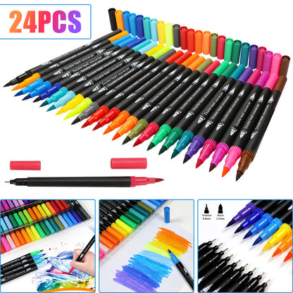 24 Packs Acrylic Fine Tip Pens - Dual Side Fine Tip Extra Fine Tip Paint Markers