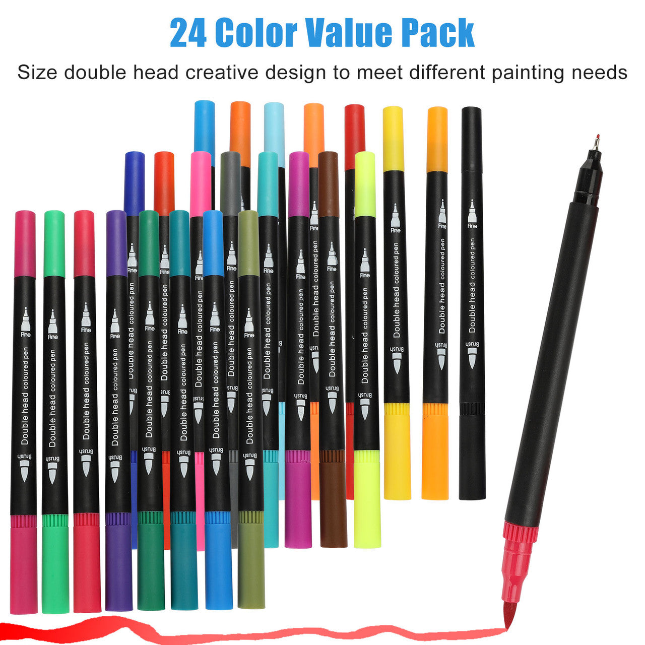24 Packs Acrylic Fine Tip Pens - Dual Side Fine Tip Extra Fine Tip Paint Markers