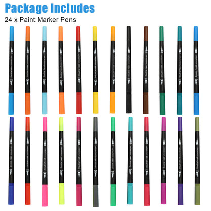 24 Packs Acrylic Fine Tip Pens - Dual Side Fine Tip Extra Fine Tip Paint Markers