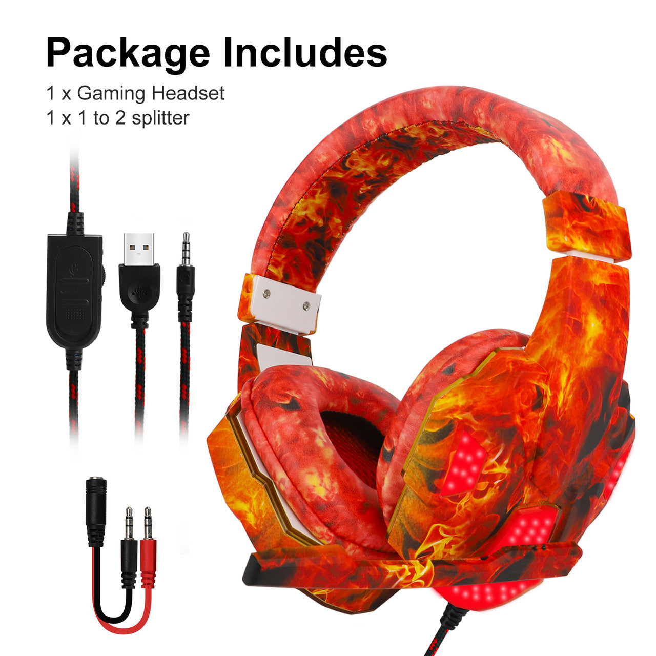 Wired Gaming Headset 3.5MM Headphone Jack - For Game, PC, Controller with Mic, Surround Sound, Soft Earmuffs (Red)