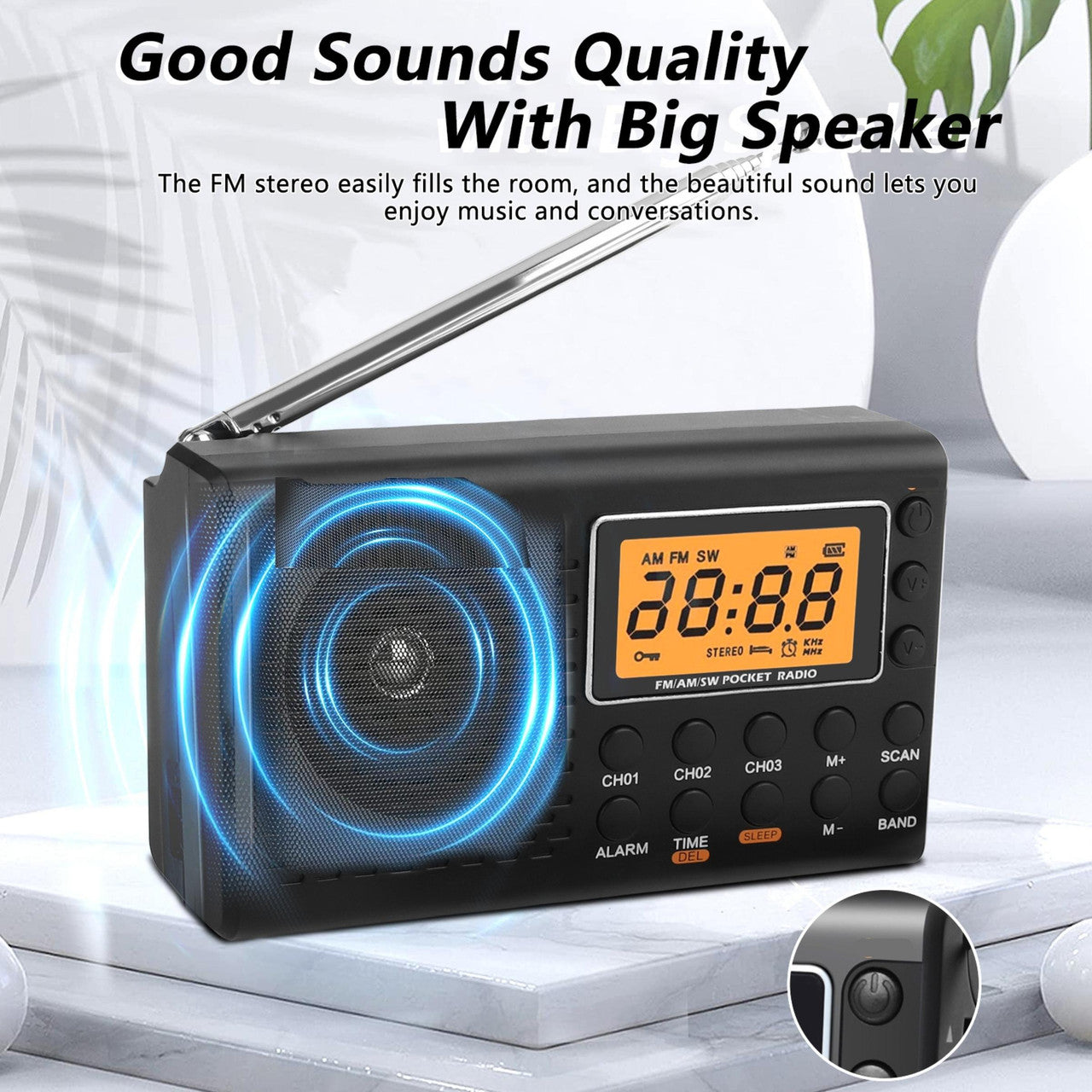 Multi-Band Portable Radio for Support Am/Fm/SW - Shortwave Radios Large LCD Screen USB Speaker Player Walkman 3.5 MM Headphone Jack