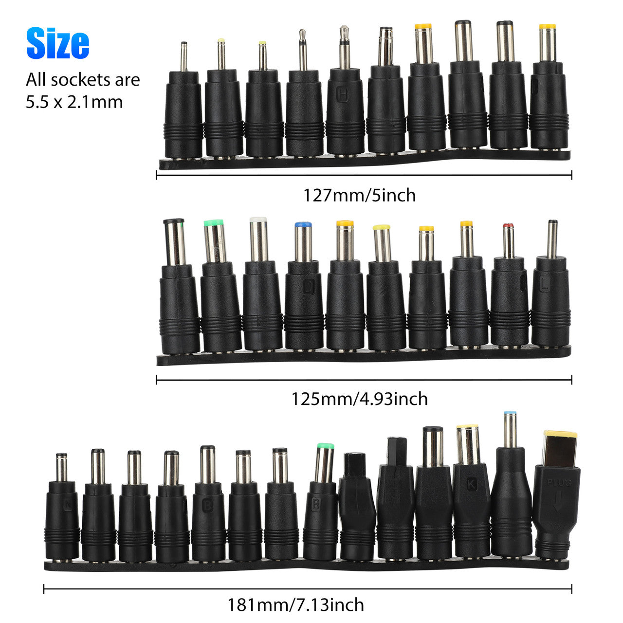 34 Pcs Charger Power Supply Adapter Plug Kit - For AC Power Adapter, 5.5x2.1mm Female Base,Universal Laptop NoteBook connector