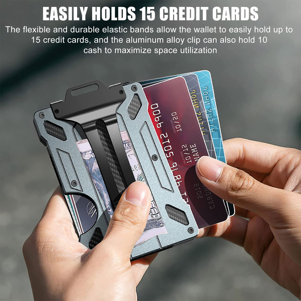 Men's Aluminum Alloy Slim Card Holder - Credit Card Holder,Slim Wallet,Can Carry a Little Cash Transparent ID Holder (Black)