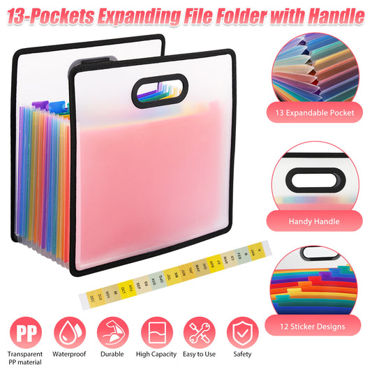 13-Pockets Expanding File Folder with Handle