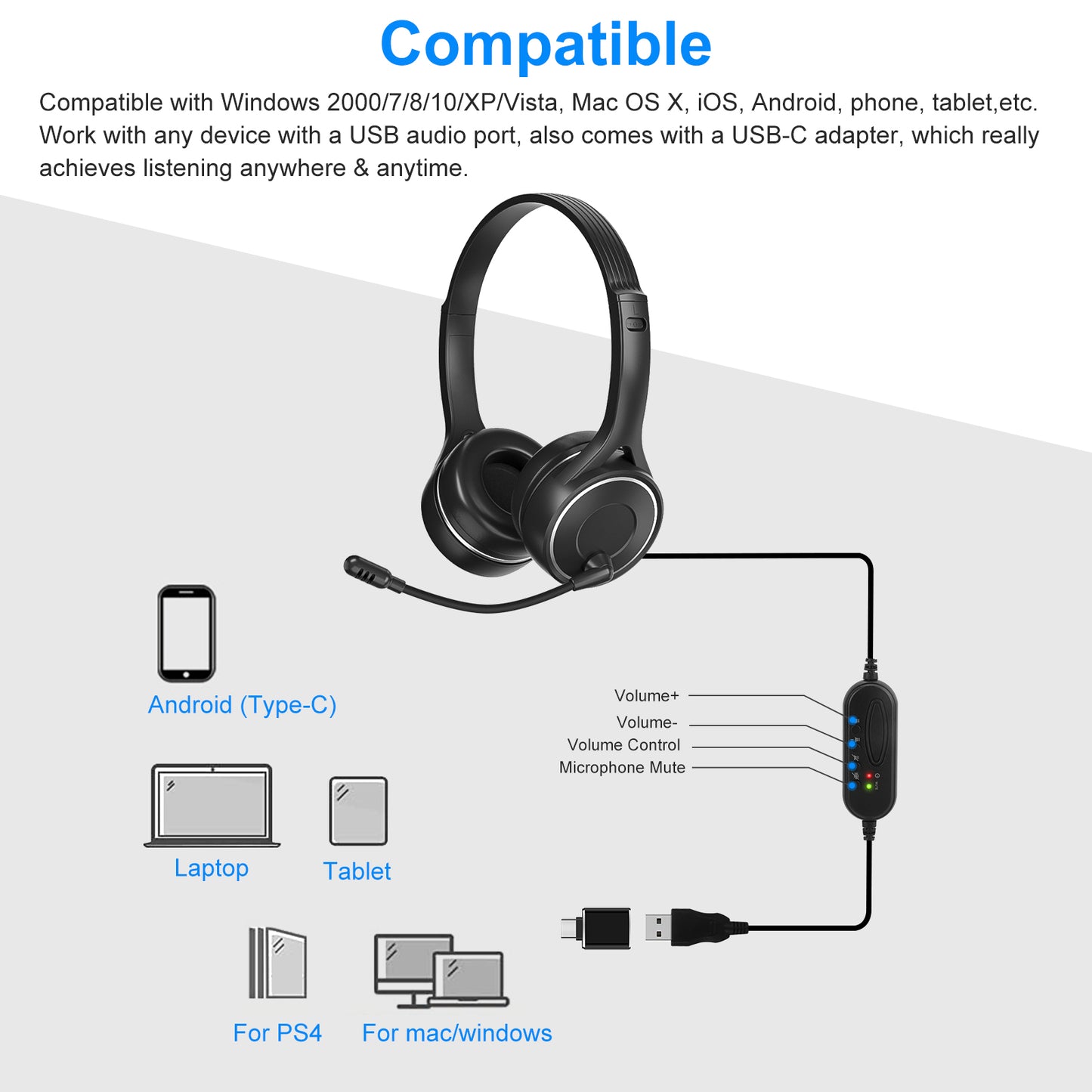 USB Headset with Microphone