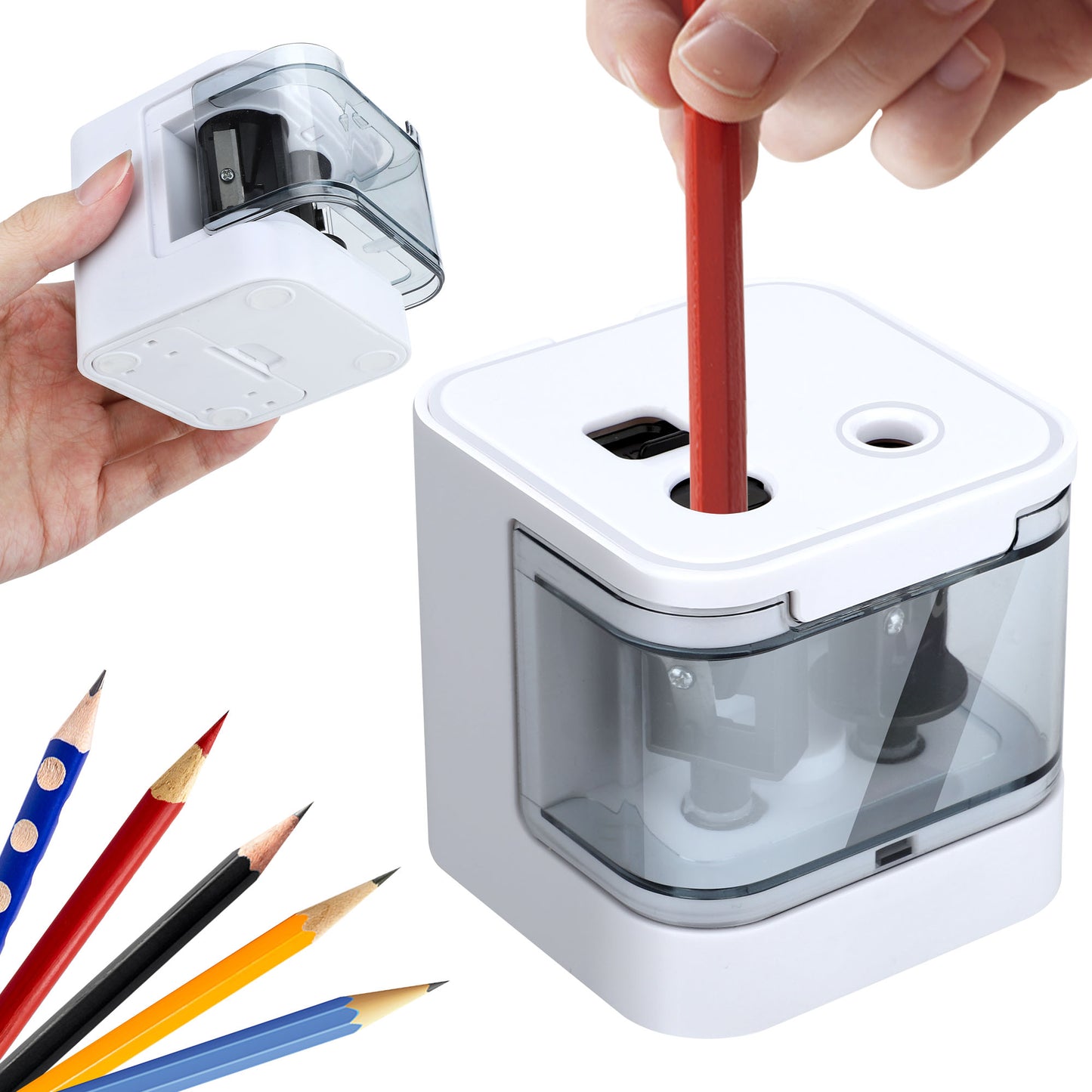 Electric Pencil Sharpener - Battery-Operated, Dual Hole Design