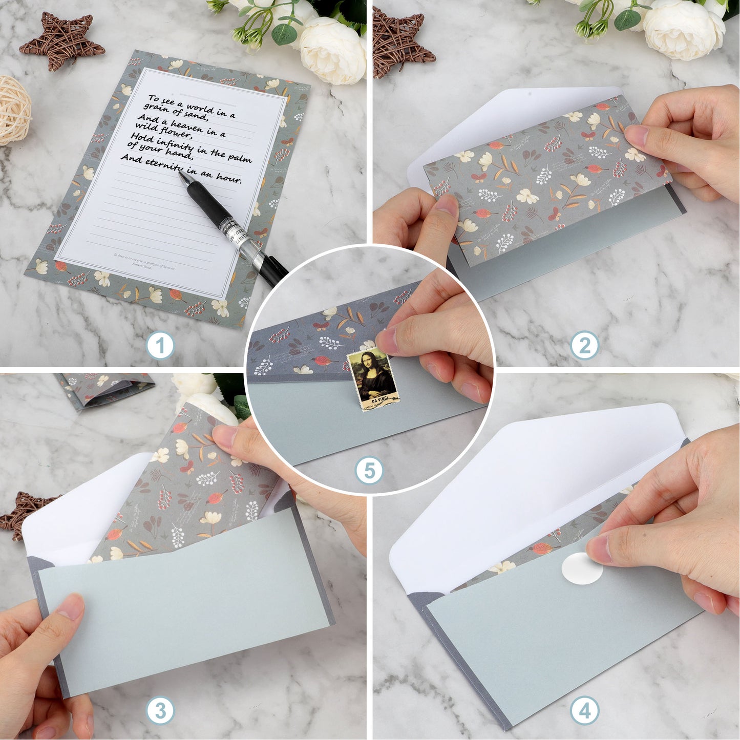 90 Pcs envelope and letter paper set - 10 Different Style writing paper stationery ,for Writing Letters Poem Office School Supplies