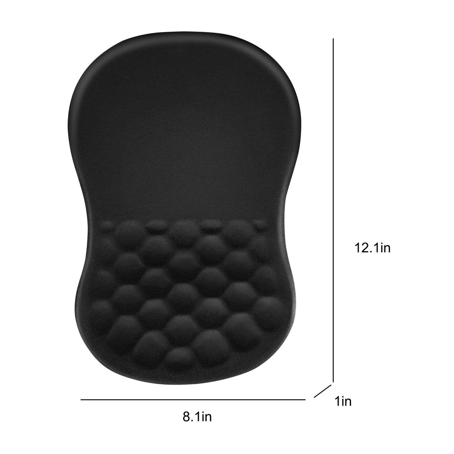 Ergonomic Wrist Support Mouse Pad - Wrist Rest with Memory Foam and Non-Slip PU Base for Pain Relief and Enhanced Functionality in Computer Activities (Black)