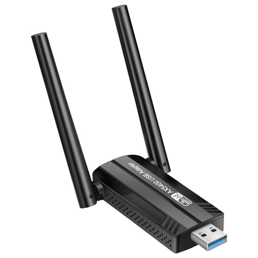 AX5400 802.11AX WiFi 6E USB 3.0 WiFi Adapter - with High gain Antenna for PC Laptop Tri Band 6GHz/5GHz/2.4GHz, WPA3, ,Only Compatible with Windows 11/10, Driver free (Black)