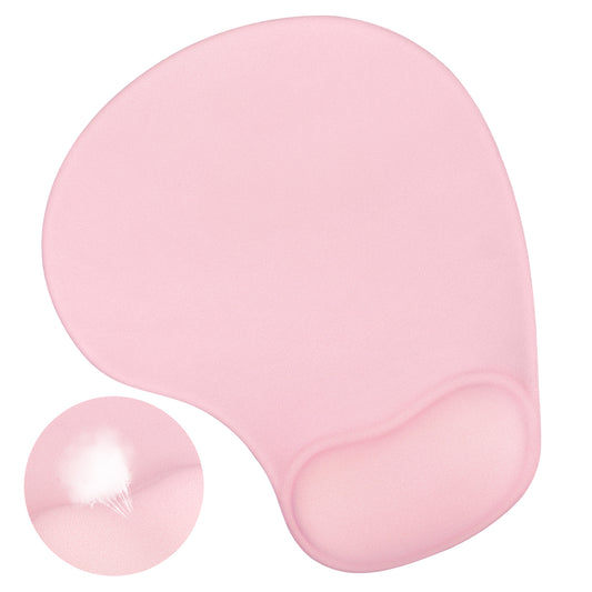 Ergonomic Mouse Pad with Gel Wrist Support - Anti-Slip Gaming Mouse Mat rubber base for stable operation for gamers, office workers, and anyone who spends long hours on their computer (Pink)