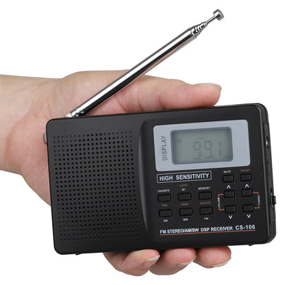 Portable Digital World Full Band Radio Receiver AM/FM/SW/MW/LW Radio Alarm Clock