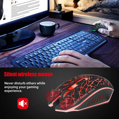 USB Computer Mouse, 2.4G LED Color Changing Optical Silent, Ergonomics Grip, 4 Adjustable DPI