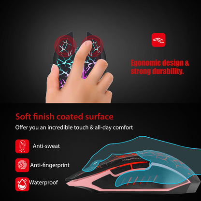 USB Computer Mouse, 2.4G LED Color Changing Optical Silent, Ergonomics Grip, 4 Adjustable DPI