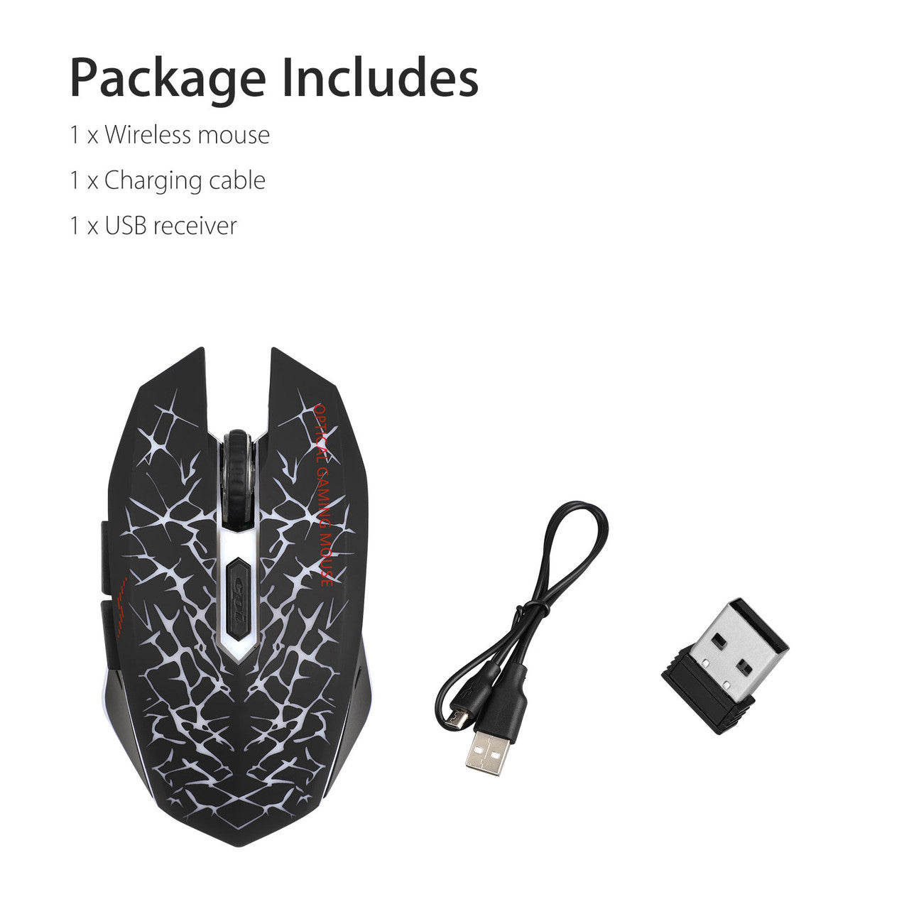 USB Computer Mouse, 2.4G LED Color Changing Optical Silent, Ergonomics Grip, 4 Adjustable DPI