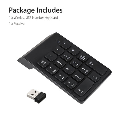 Portable USB 2.4GHz 18-Key Financial Accounting Numeric Keypad Keyboard Extensions for Data Entry in Excel for Laptop, PC, Desktop, Surface pro, Notebook, etc