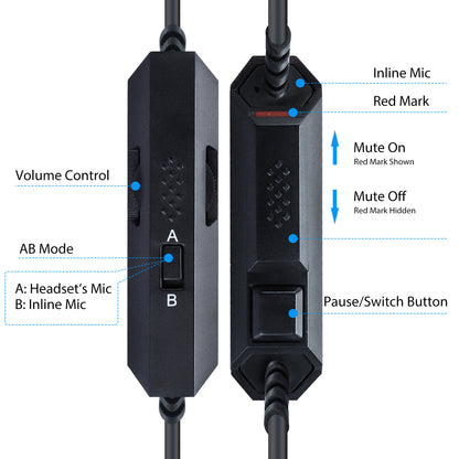 A&B Modes Replacement Astro Mute Astro A40 Cord Aux Cable with Volume Control and Mic Compatible with Astro A10 A40 A30 A50 Headsets to Xbox One PS4 PC Gaming Mobile MixAmp