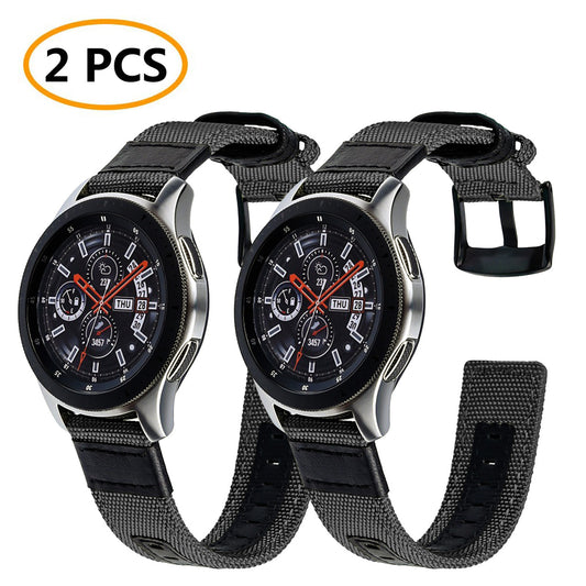 Watchband fits for Galaxy Watch 46mm Bands & Gear S3 Frontier Bands, 22mm Quick Release Nylon Sports Strap Wrist Band fits for Samsung Galaxy Watch 46mm, Gear S3 Frontier/Classic Smartwatch, Black, 2pcs