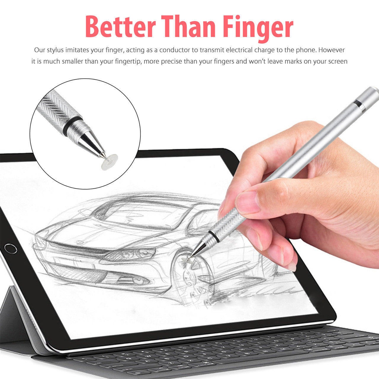 2 in 1 Universal High Sensitivity and Precision Stylus Pen Replacement for Touch Screen Tablets
