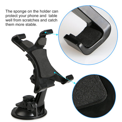 360° Rotation Car Mount Windshield Desk Dashboard for iPad Pro 9.7 iPad Mini 4/3/2/1 Samsung Galaxy Tab E 9.6/8.0 A 7.0/8.0/9.7 and All 7-10 inch Tablets