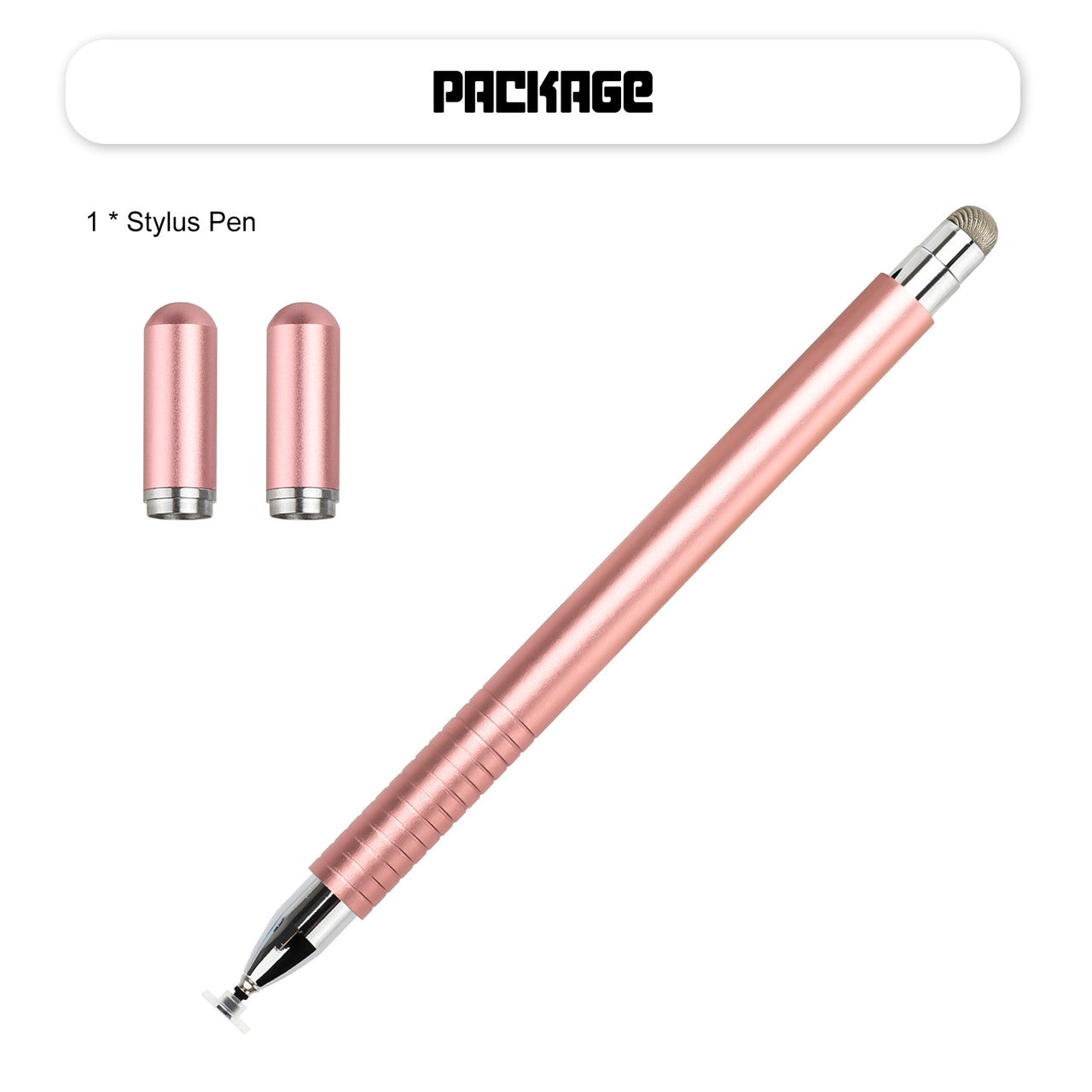 New 2 in 1 Universal Touch Screen Stylus Pen Compatible for iPhone Samsung iPad Android Phones (Rose Gold)