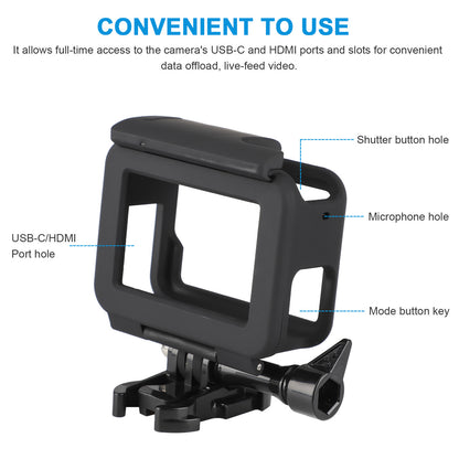 Frame Mount Housing Case Compatible with GoPro Hero 7, Hero 6, Hero 5, Hero (2018) Cameras, Black