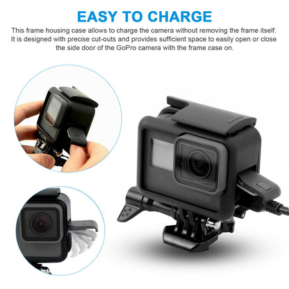 Frame Mount Housing Case Compatible with GoPro Hero 7, Hero 6, Hero 5, Hero (2018) Cameras, Black